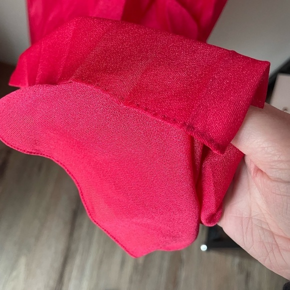 Bernie Dee NY Pink Pleated Ruched Vintage Dress with Bishop Sleeves - Picture 5 of 7